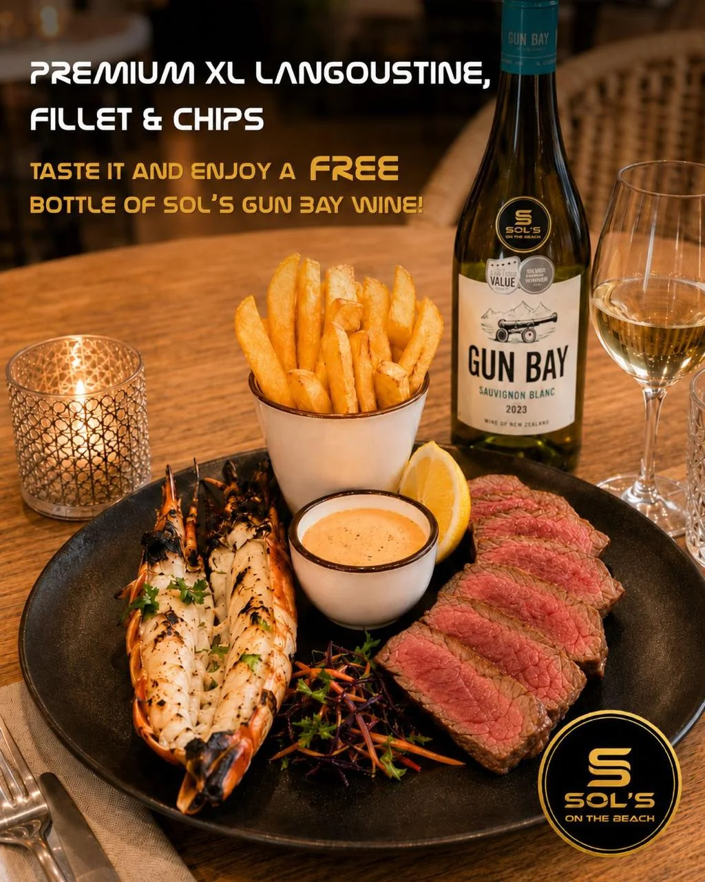 Premium XL langoustine, fillet and chips