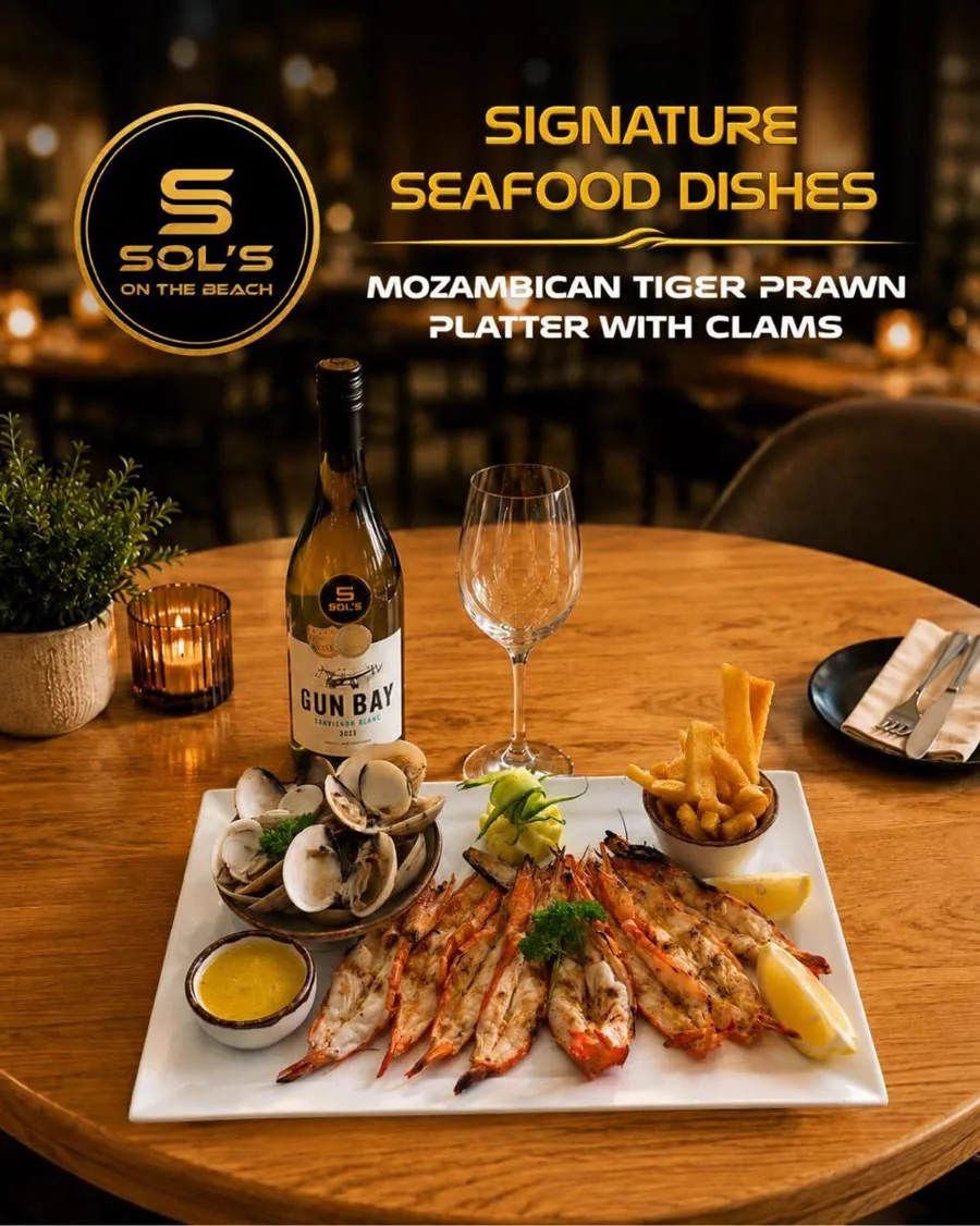 Tiger prawn platter with clams